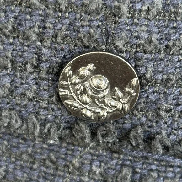 Willow Clay Navy Blue Tweed Military Style Raw Edge Business Blazer Size Small